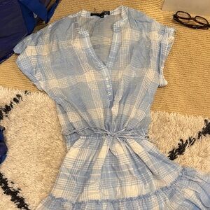 Veronica Beard Blue Checkered Shirt